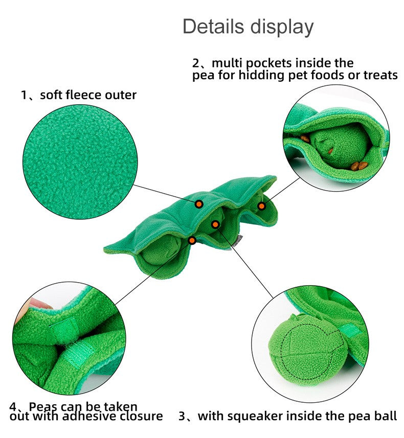 KFX-4965309 Plush Pea Dog Sniffing Toy with Vocalization for Boredom Relief and Teething Fun