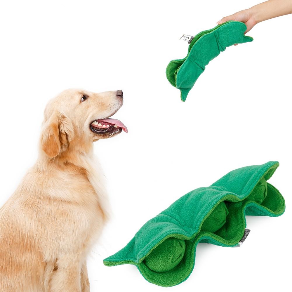 KFX-4965309 Plush Pea Dog Sniffing Toy with Vocalization for Boredom Relief and Teething Fun