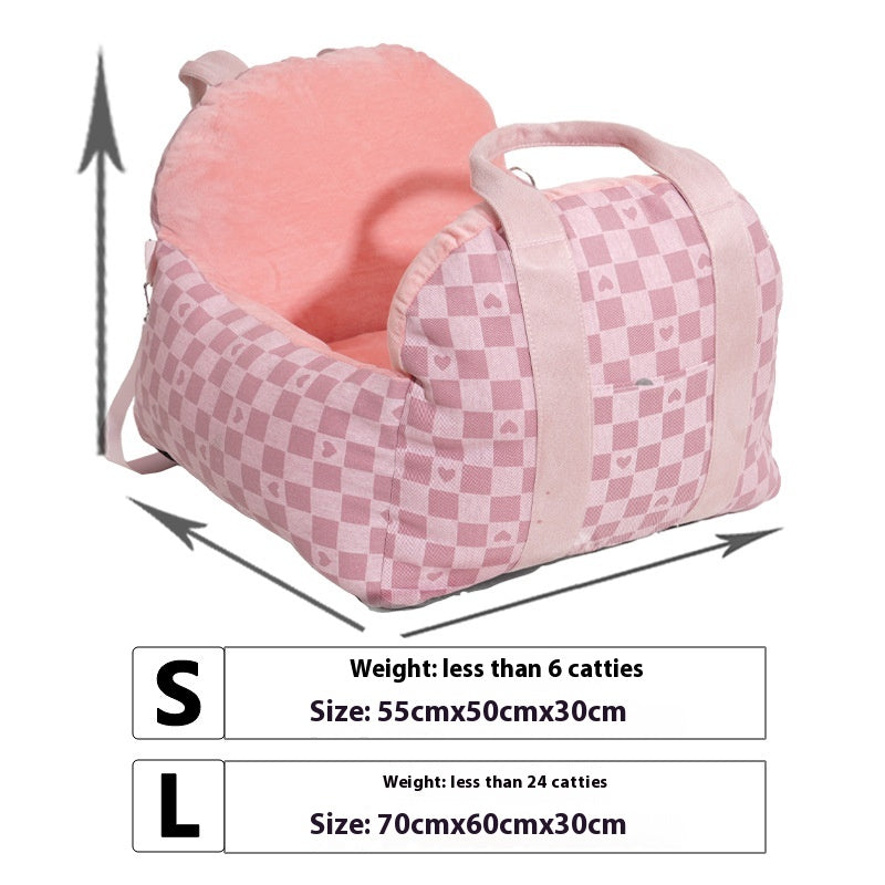 KFX-4966717 Portable Dog Nest in Green or Pink Plaid Fabric for Small Dogs