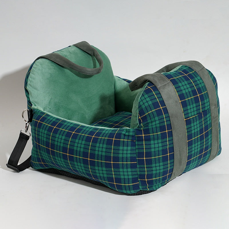 KFX-4966717 Portable Dog Nest in Green or Pink Plaid Fabric for Small Dogs