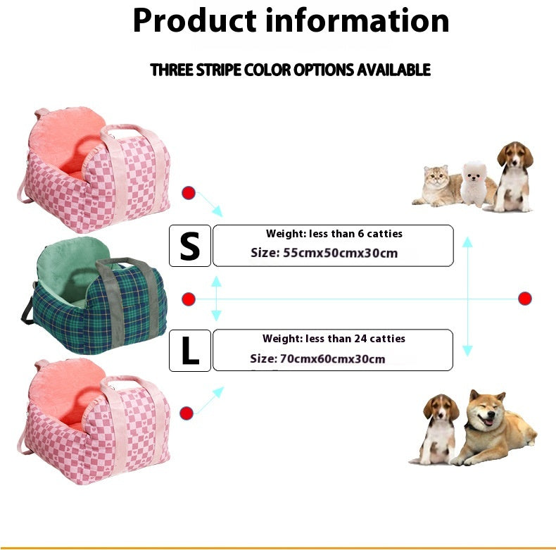 KFX-4966717 Portable Dog Nest in Green or Pink Plaid Fabric for Small Dogs