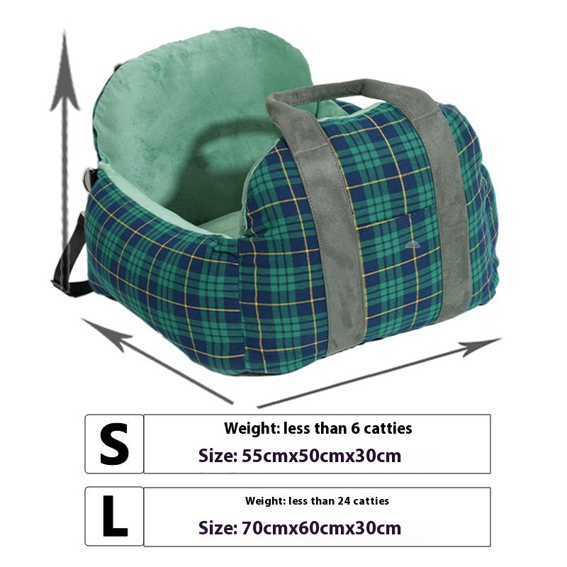 KFX-4966717 Portable Dog Nest in Green or Pink Plaid Fabric for Small Dogs