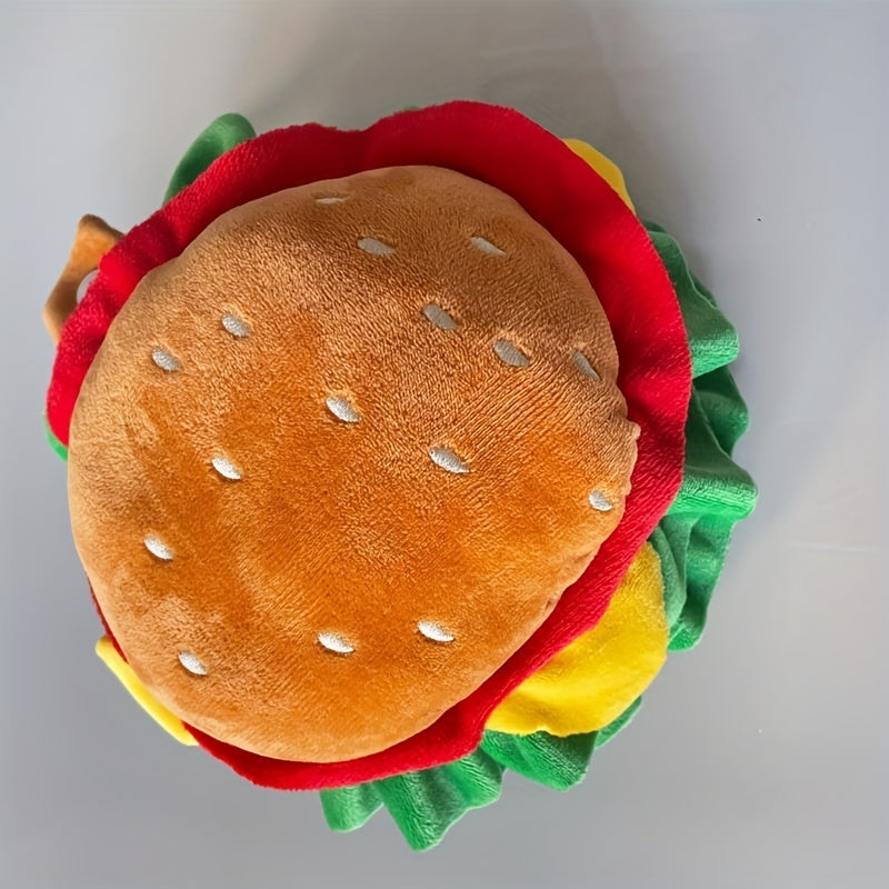 KFX-4967741 Funny Cat Burger Headdress Collar - Whimsical Pet Cartoon Hat
