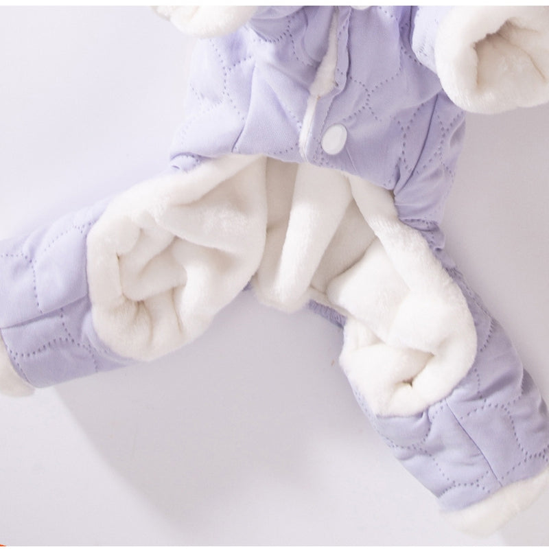 KFX-4969021 Cozy Cotton Dog Outfit with Pockets and 3D Bear Ears for Winter Adventures