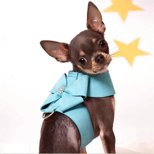 KFX-4969533 Bling Rhinestone Dog Harness for Small and Medium Dogs - Soft Microfiber Fabric in Pink, Blue, and Orange