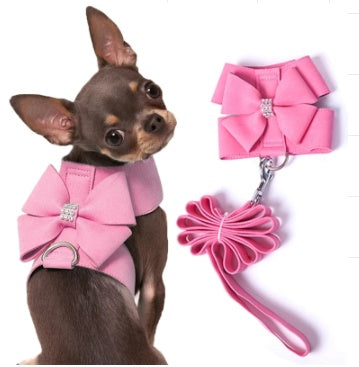 KFX-4969533 Bling Rhinestone Dog Harness for Small and Medium Dogs - Soft Microfiber Fabric in Pink, Blue, and Orange