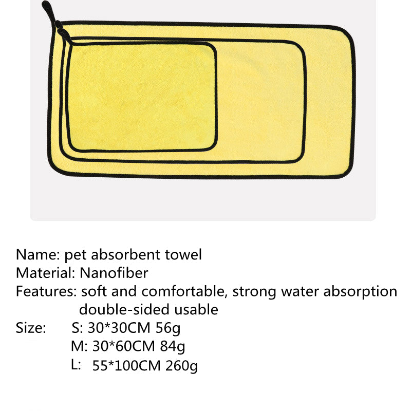 KFX-4969917 Super Absorbent Nano Fiber Pet Bath Towel - Multi-Sized for Dogs and Cats