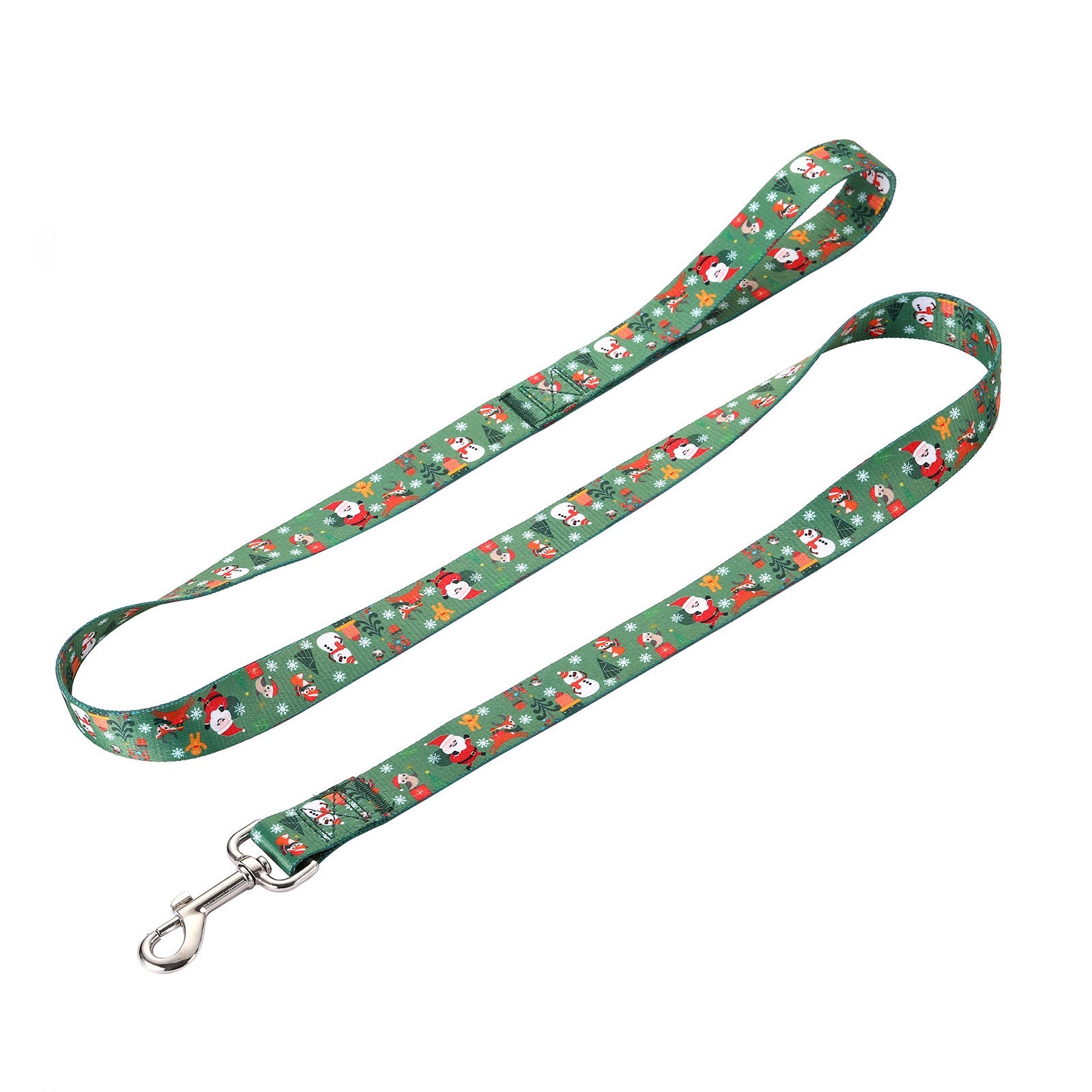 KFX-4970045 Christmas-Themed Pet Collar and Leash Set - Red and Green Polyester Options