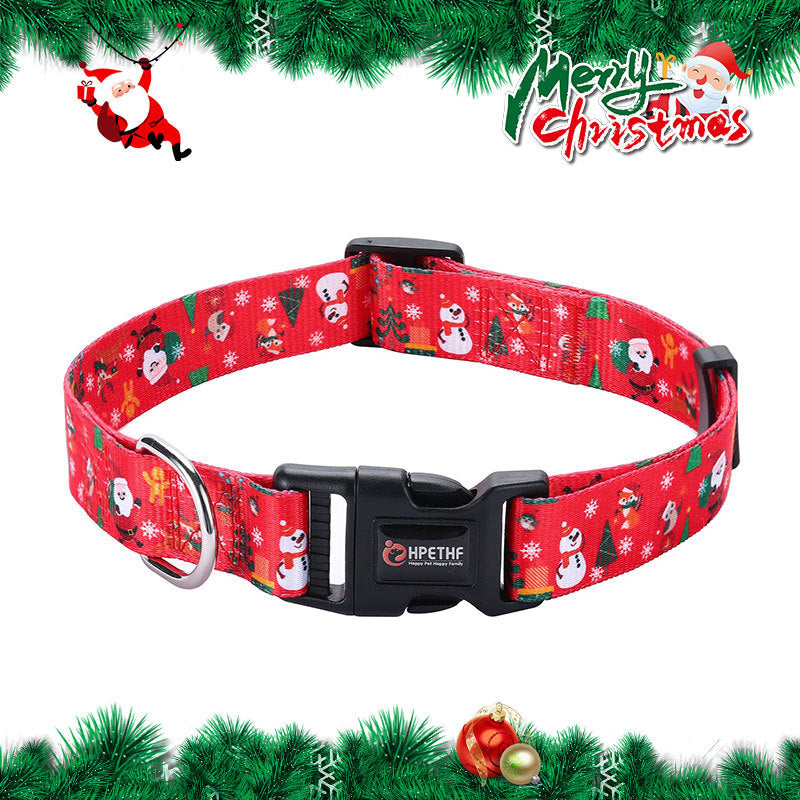 KFX-4970045 Christmas-Themed Pet Collar and Leash Set - Red and Green Polyester Options