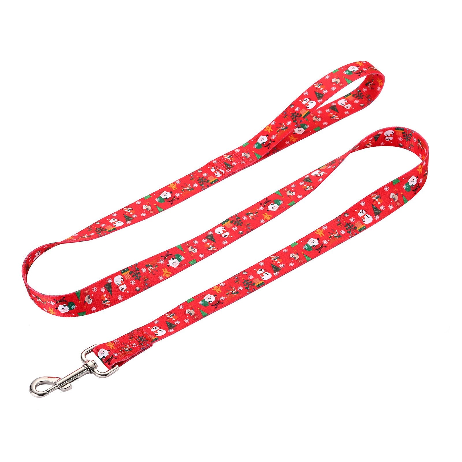 KFX-4970045 Christmas-Themed Pet Collar and Leash Set - Red and Green Polyester Options