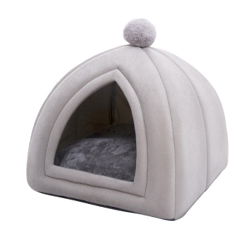 KFX-4970301 Cozy Closed Cat House - Portable Wool Indoor Nest for Small to Medium Pets