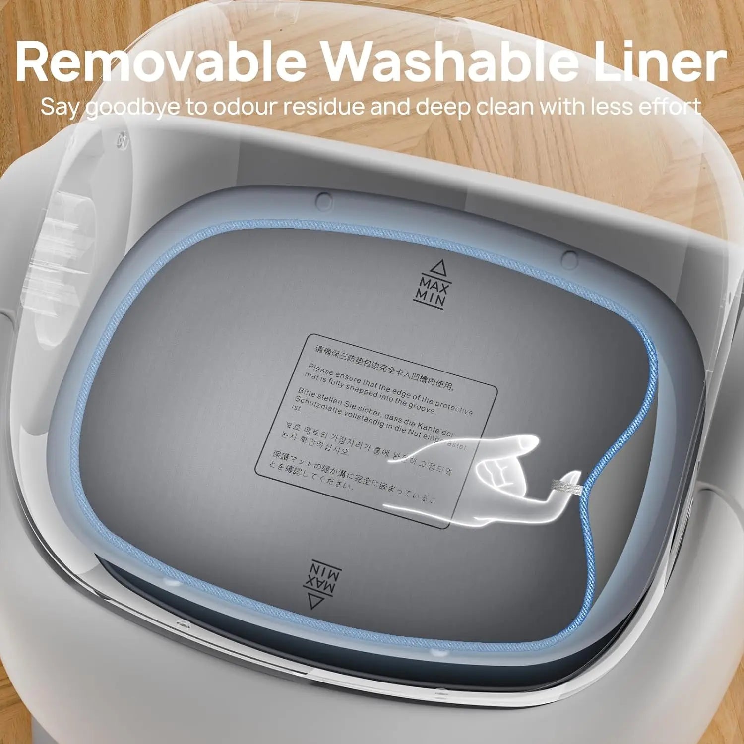 KFX-497363 Automatic Self-Cleaning Cat Litter Box with APP Control and Dual Safety Sensors, Grey-White Plastic