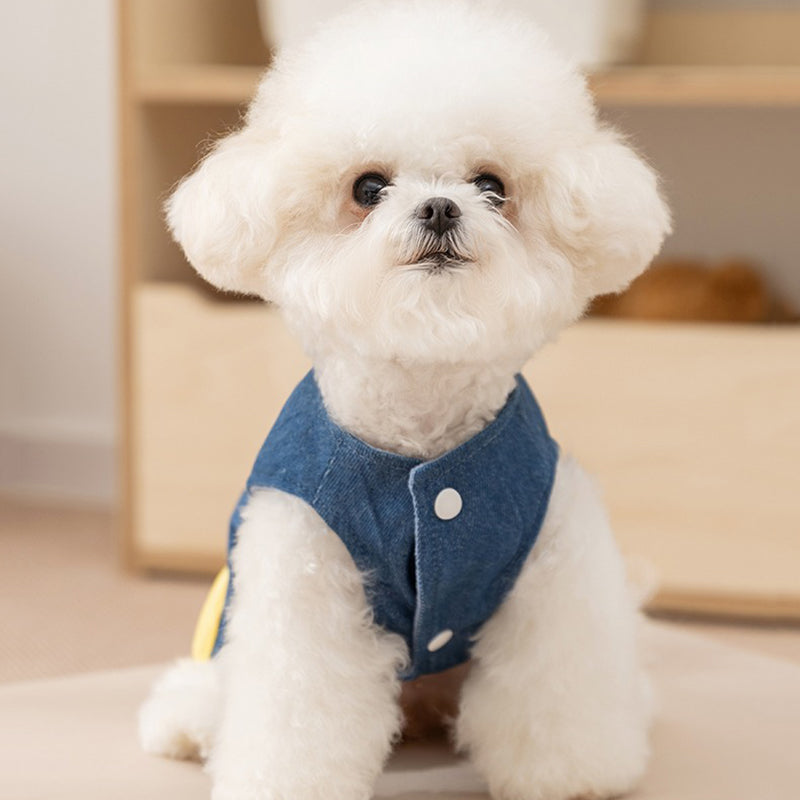 KFX-4974781 Warm Fleece Lined 3D Deer Denim Pullover Vest for Small Dogs and Cats