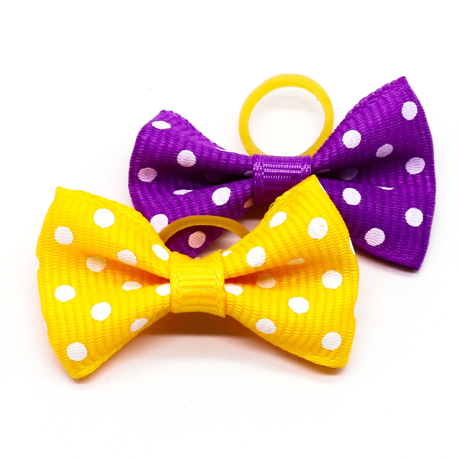 KFX-4975037 Polka Dot Bow Hair Scrunchies for Pets - 50 Pack Rubber Band Accessories