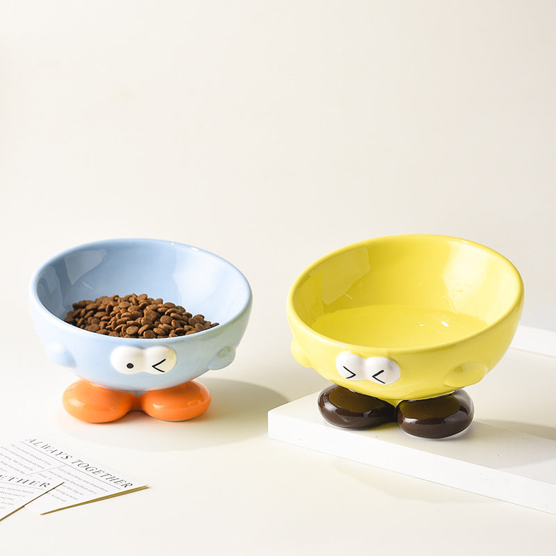 KFX-4977469 Elevated Ceramic Pet Bowl for Cats and Dogs - Ergonomic Design for Comfort and Cervical Spine Support