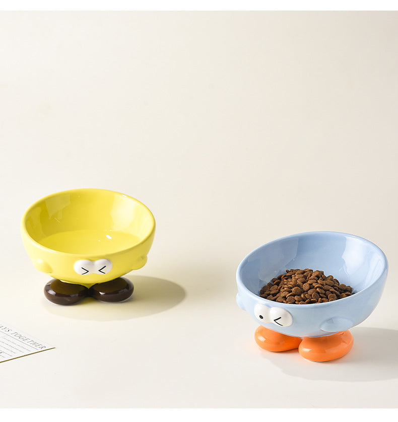KFX-4977469 Elevated Ceramic Pet Bowl for Cats and Dogs - Ergonomic Design for Comfort and Cervical Spine Support