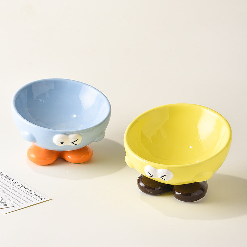 KFX-4977469 Elevated Ceramic Pet Bowl for Cats and Dogs - Ergonomic Design for Comfort and Cervical Spine Support