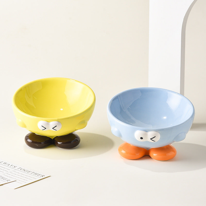 KFX-4977469 Elevated Ceramic Pet Bowl for Cats and Dogs - Ergonomic Design for Comfort and Cervical Spine Support