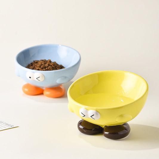 KFX-4977469 Elevated Ceramic Pet Bowl for Cats and Dogs - Ergonomic Design for Comfort and Cervical Spine Support