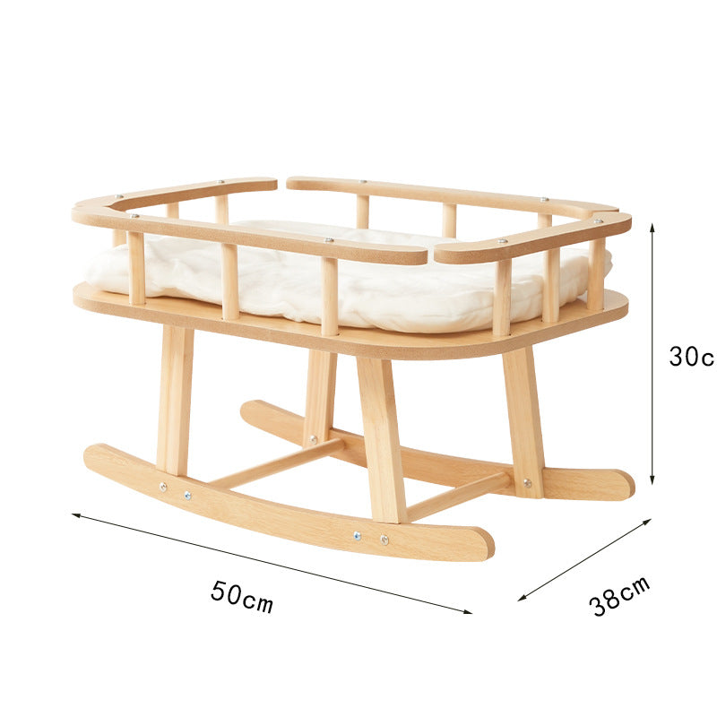 KFX-4977597 Wooden Cat Nest Pet Hammock Swinging Bed - Simple Rocking Design without Cushion