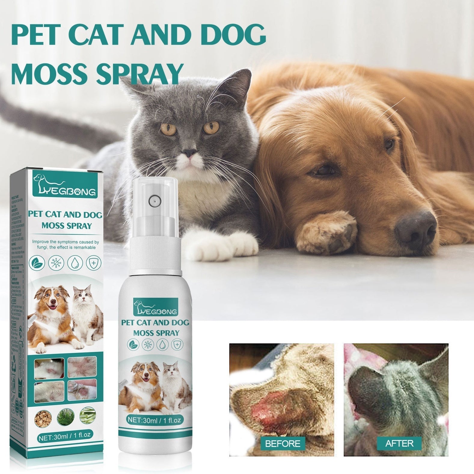KFX-4977853 Pet Skin Relief Spray for Cats and Dogs - Anti-Itching and Mite Removal, 30ml