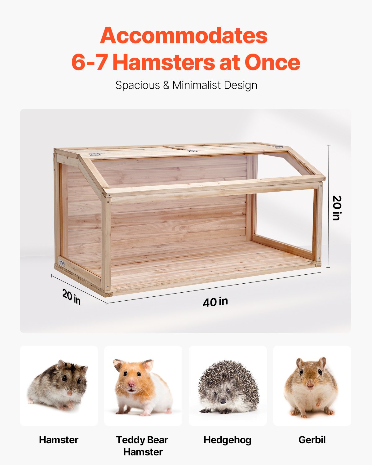 KFX-4979645 Spacious Wooden Hamster Cage Habitat with Clear Acrylic Panels for Small Pets