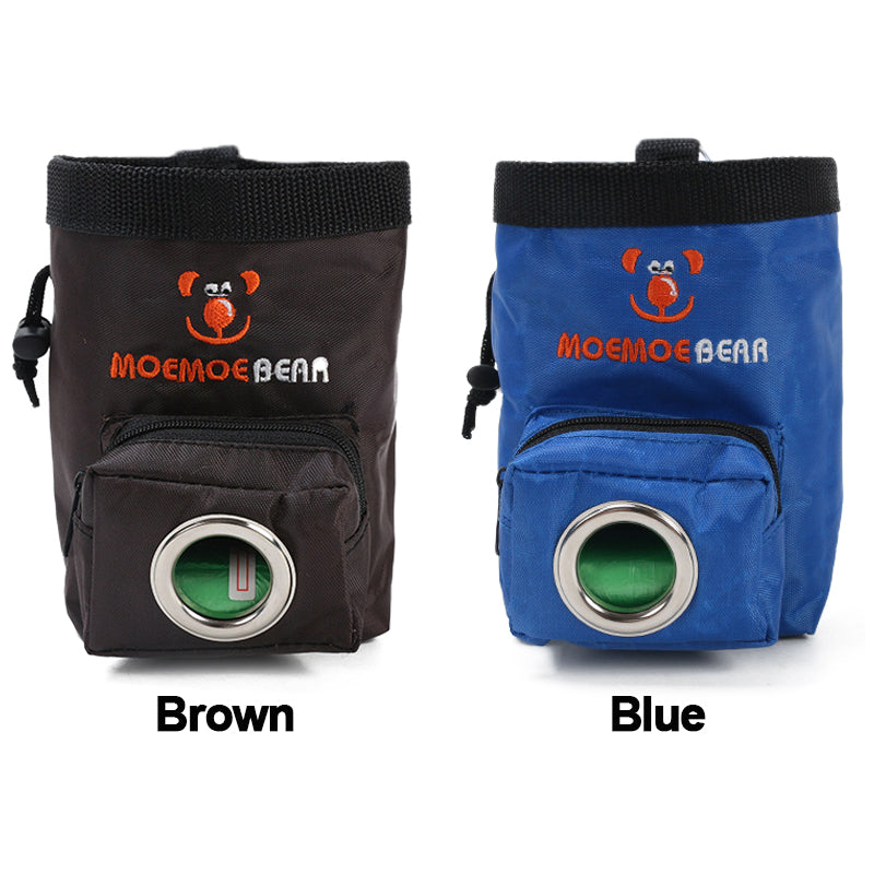 KFX-4979773 Pet Training Feeding Bag - Oxford Cloth Snack Pocket, Brown and Blue, 15x9.5x10.5cm