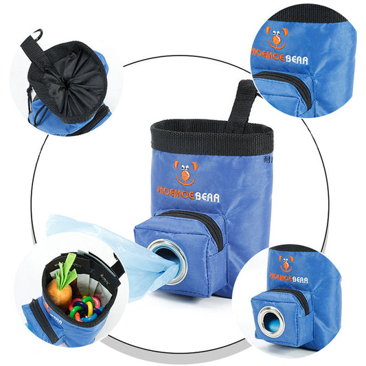 KFX-4979773 Pet Training Feeding Bag - Oxford Cloth Snack Pocket, Brown and Blue, 15x9.5x10.5cm