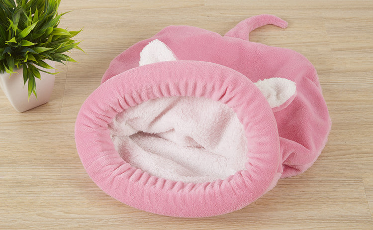 KFX-4985789 Cozy Cat & Dog Sleeping Bag Nest with Big Ears and Warm Cloth Material