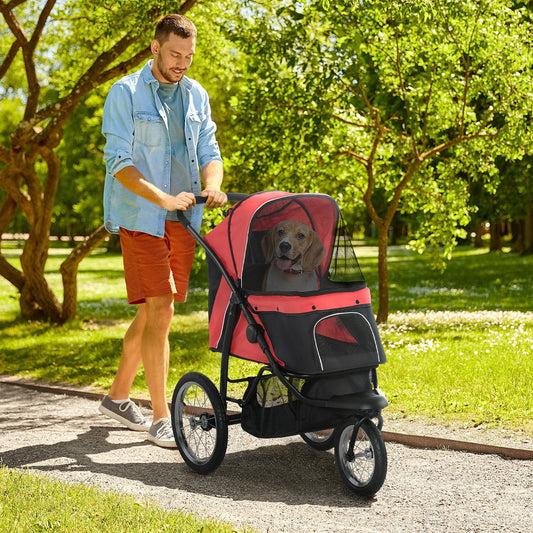 KFX-4987197 Pet Stroller for Small and Medium Dogs with Adjustable Canopy and Removable Mat