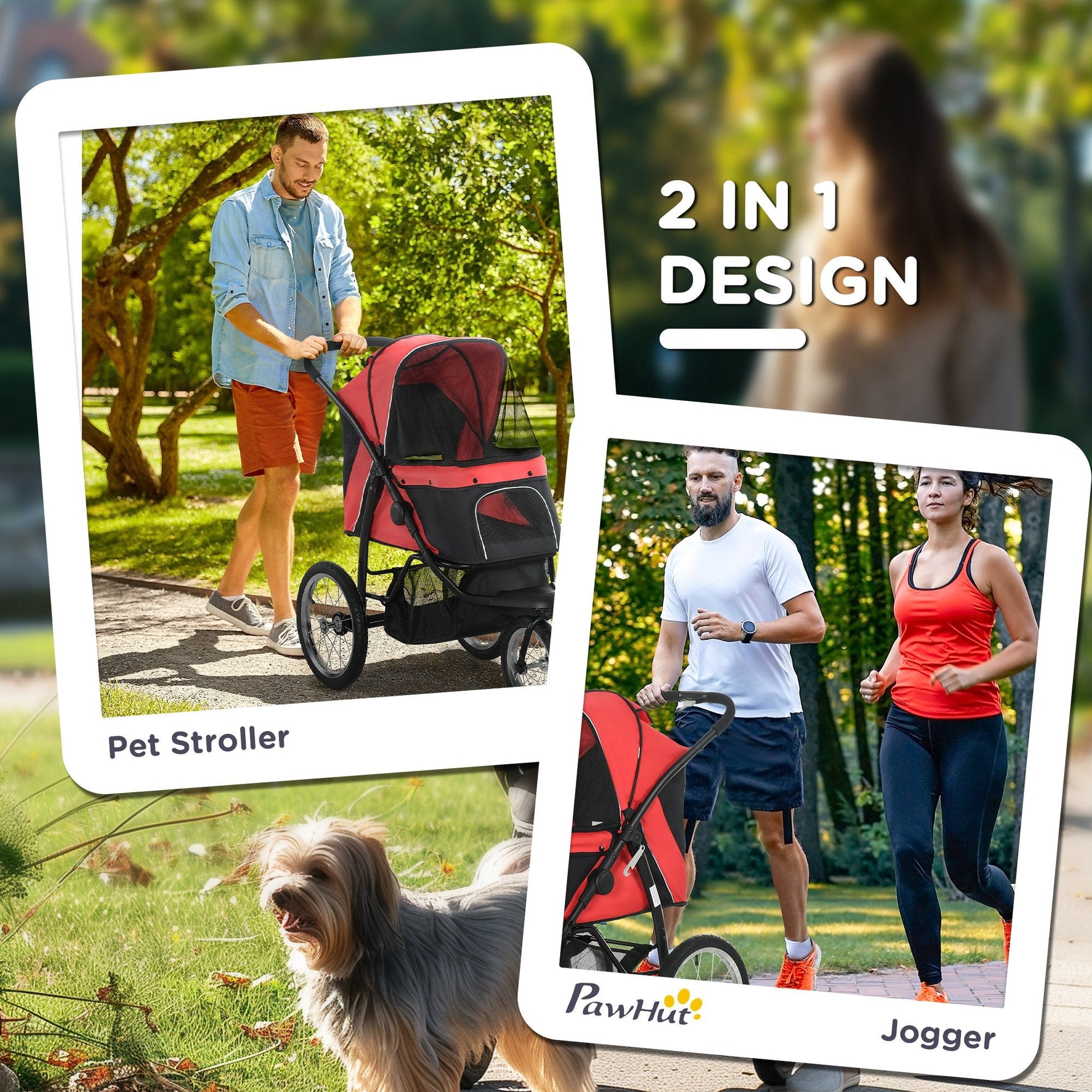 KFX-4987197 Pet Stroller for Small and Medium Dogs with Adjustable Canopy and Removable Mat
