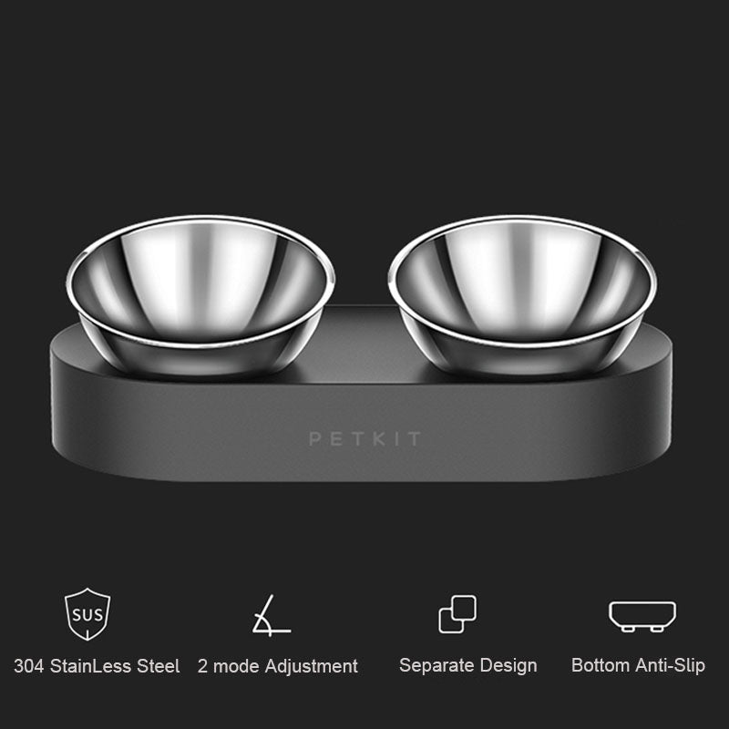 KFX-4987709 Adjustable Elevated Stainless Steel Pet Feeding Bowl with Anti-Slip Design