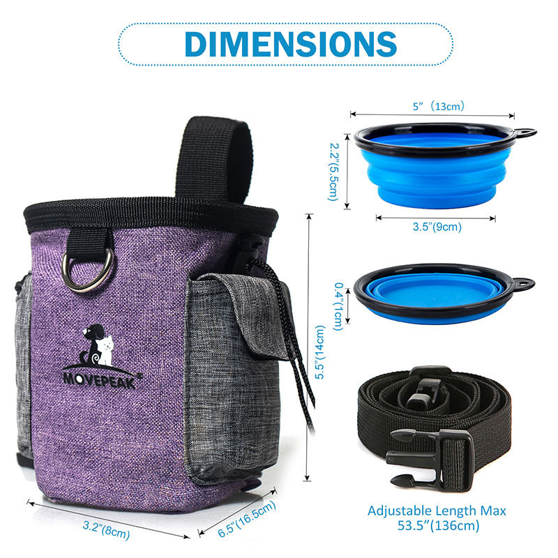KFX-4987965 Adjustable Portable Pet Training Snack Bag with Multi-Pocket Design and Durable Waterproof Fabric