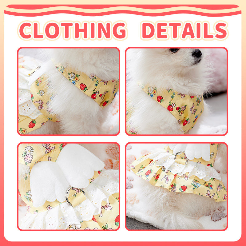 KFX-4988989 Cute Angel Wings Dog Harness Dress and Leash Set for Small Breeds