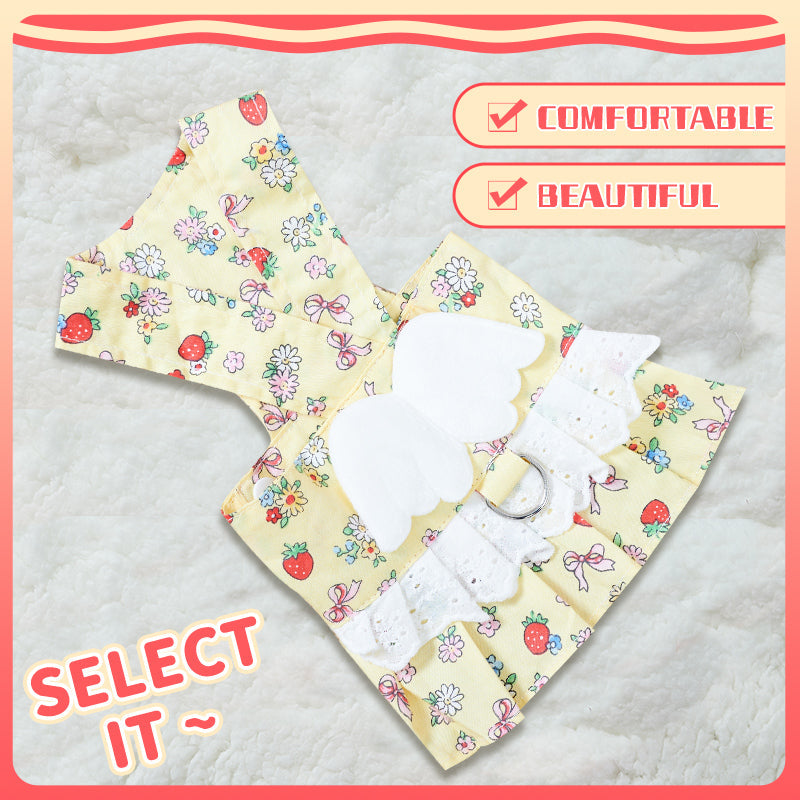 KFX-4988989 Cute Angel Wings Dog Harness Dress and Leash Set for Small Breeds