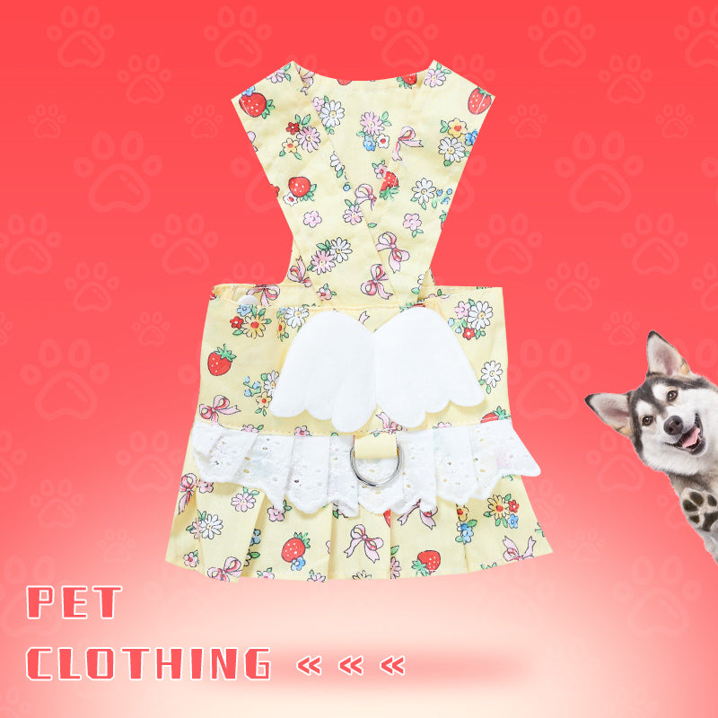 KFX-4988989 Cute Angel Wings Dog Harness Dress and Leash Set for Small Breeds