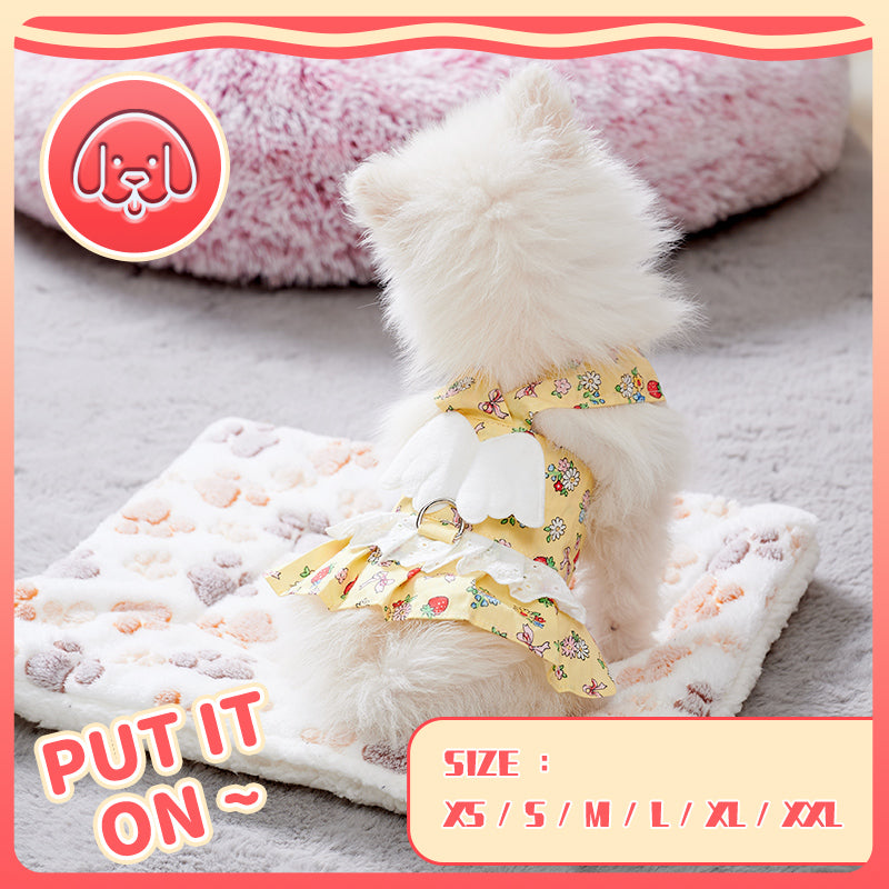 KFX-4988989 Cute Angel Wings Dog Harness Dress and Leash Set for Small Breeds