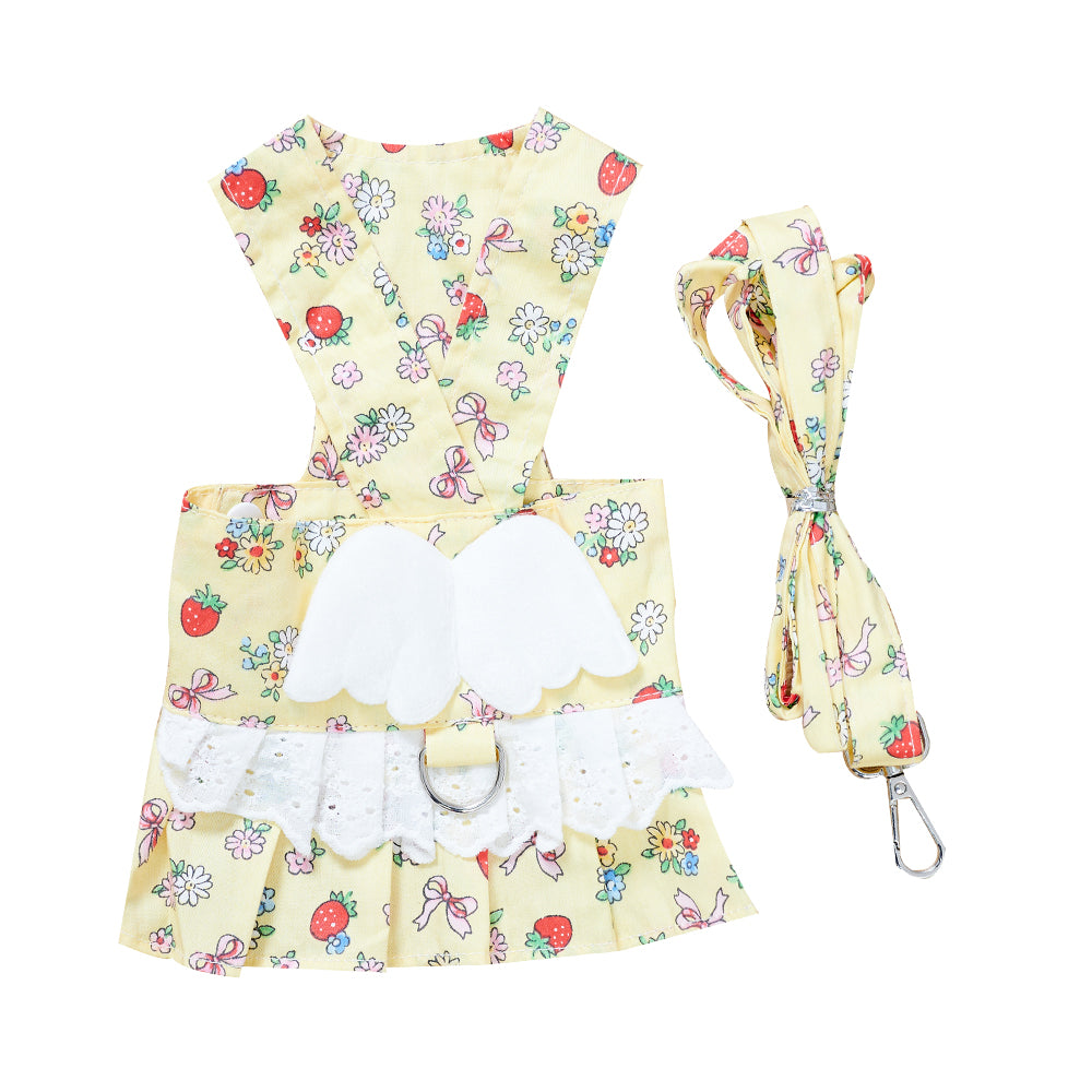 KFX-4988989 Cute Angel Wings Dog Harness Dress and Leash Set for Small Breeds