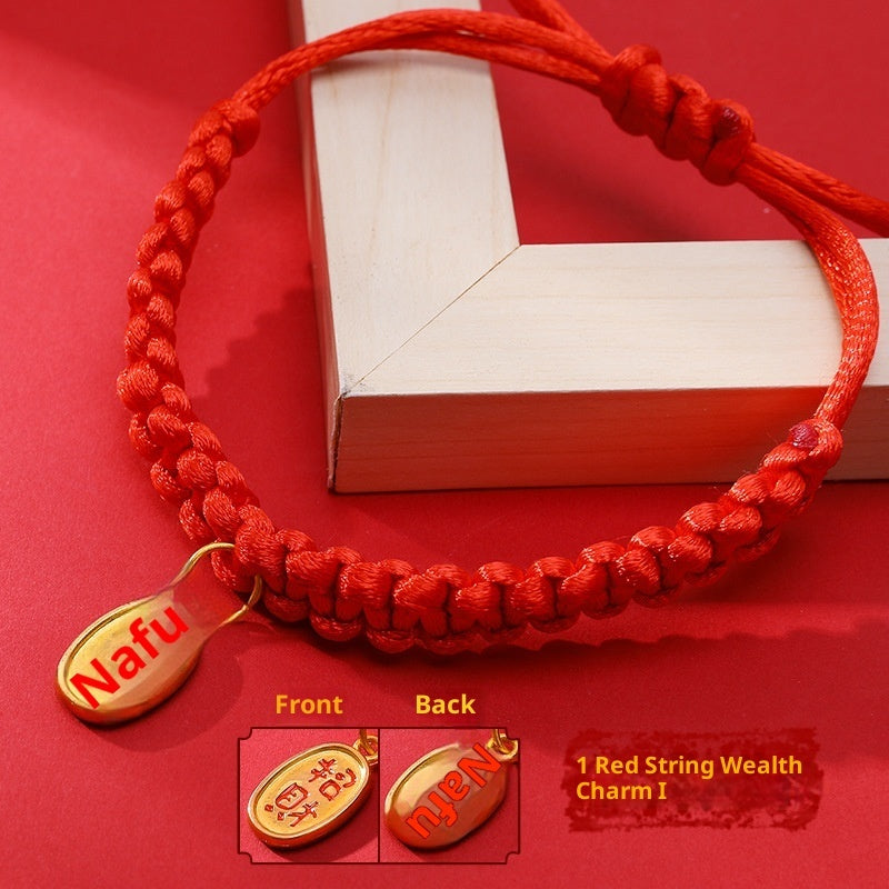 KFX-4989501 Hand-Woven Adjustable Pet Collar in Red with Auspicious Cloud and Copper Coin Designs