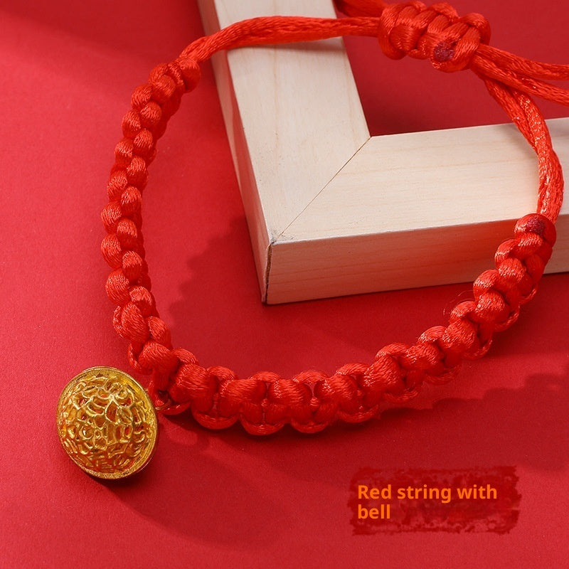 KFX-4989501 Hand-Woven Adjustable Pet Collar in Red with Auspicious Cloud and Copper Coin Designs