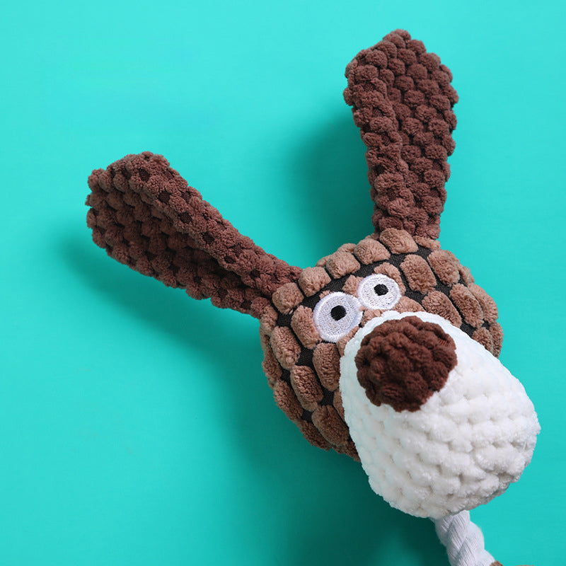 KFX-4991165 Interactive Plush Dog Toy with Squeaker and Teeth Cleaning Features for Small and Large Dogs