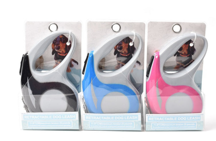 KFX-4991293 Telescopic Automatic Pet Leash - 3m Retractable Traction Rope for Dogs - Durable Nylon and Plastic Construction