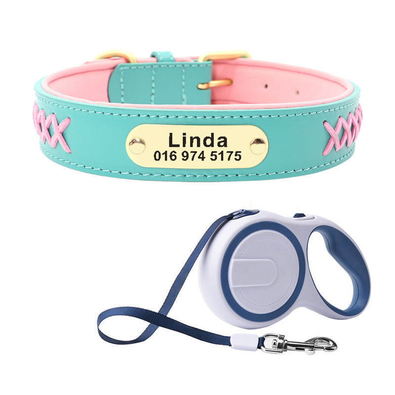 KFX-4993341 Multicolor Adjustable PU Leather Dog Collar for Medium and Large Dogs