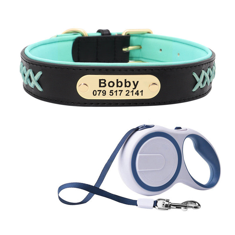 KFX-4993341 Multicolor Adjustable PU Leather Dog Collar for Medium and Large Dogs