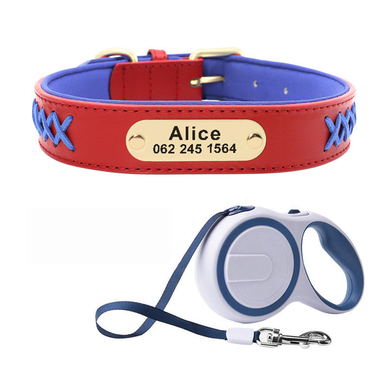 KFX-4993341 Multicolor Adjustable PU Leather Dog Collar for Medium and Large Dogs