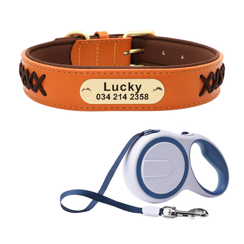 KFX-4993341 Multicolor Adjustable PU Leather Dog Collar for Medium and Large Dogs