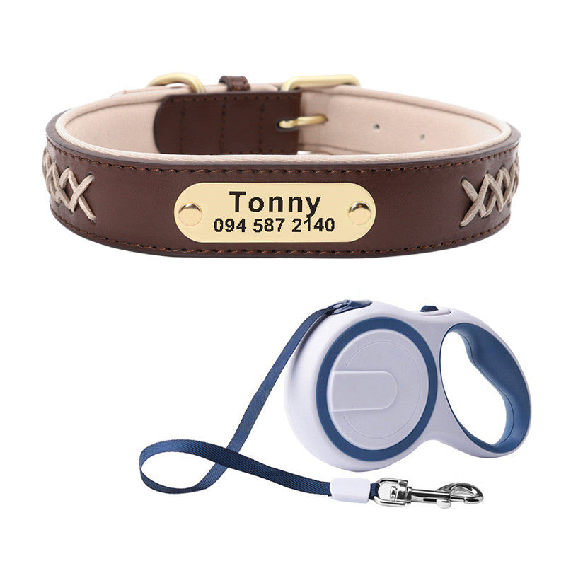 KFX-4993341 Multicolor Adjustable PU Leather Dog Collar for Medium and Large Dogs