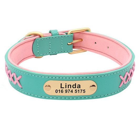 KFX-4993341 Multicolor Adjustable PU Leather Dog Collar for Medium and Large Dogs