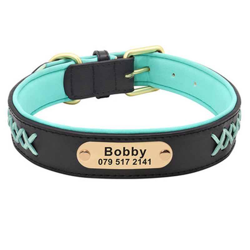 KFX-4993341 Multicolor Adjustable PU Leather Dog Collar for Medium and Large Dogs
