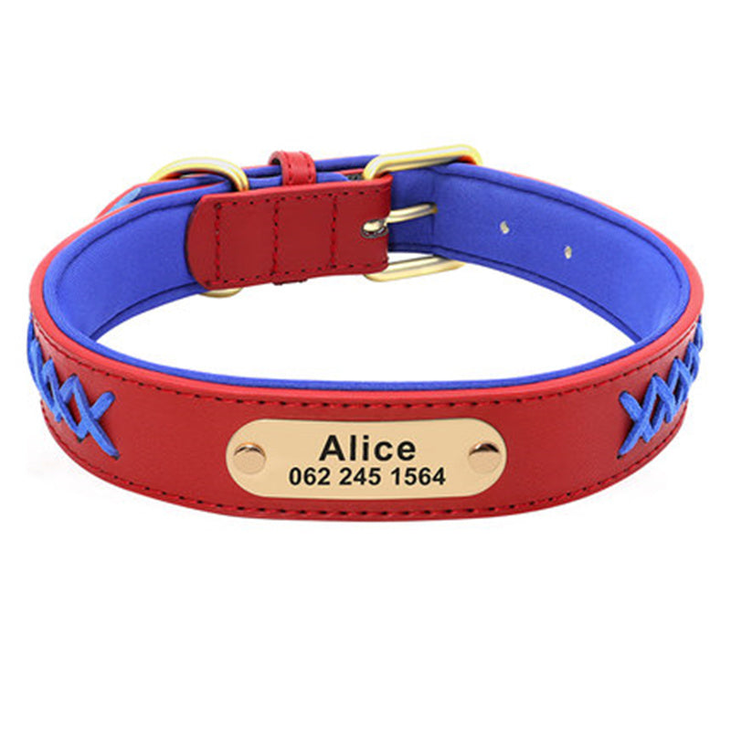 KFX-4993341 Multicolor Adjustable PU Leather Dog Collar for Medium and Large Dogs